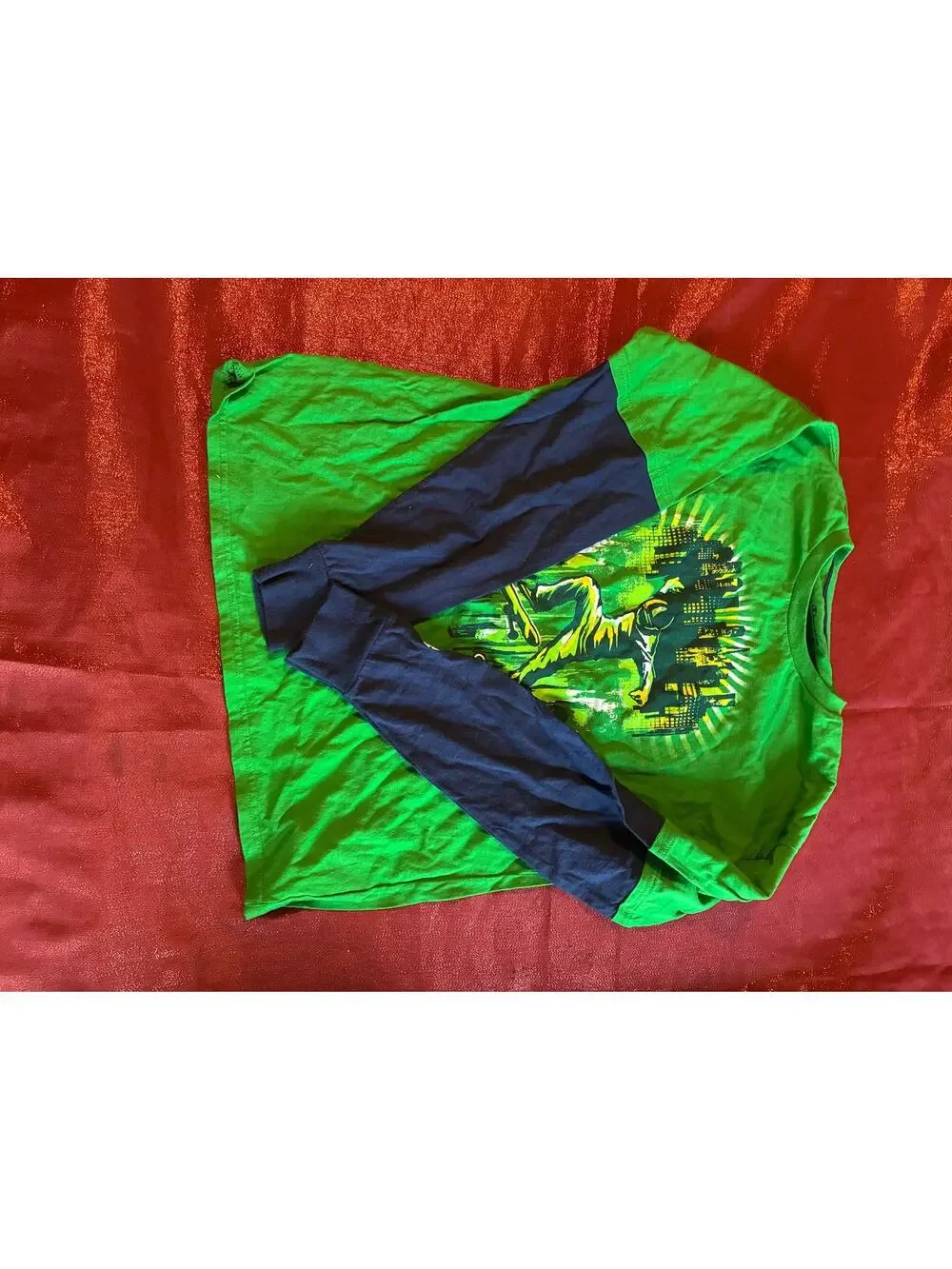 Champion Long Sleeve Shirt Mens XL Two Tone Raglan Graphic Skateboard Green - Picture 1 of 3